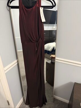David Meister Sleeveless Twist-Detail Jumpsuit in Burgundy